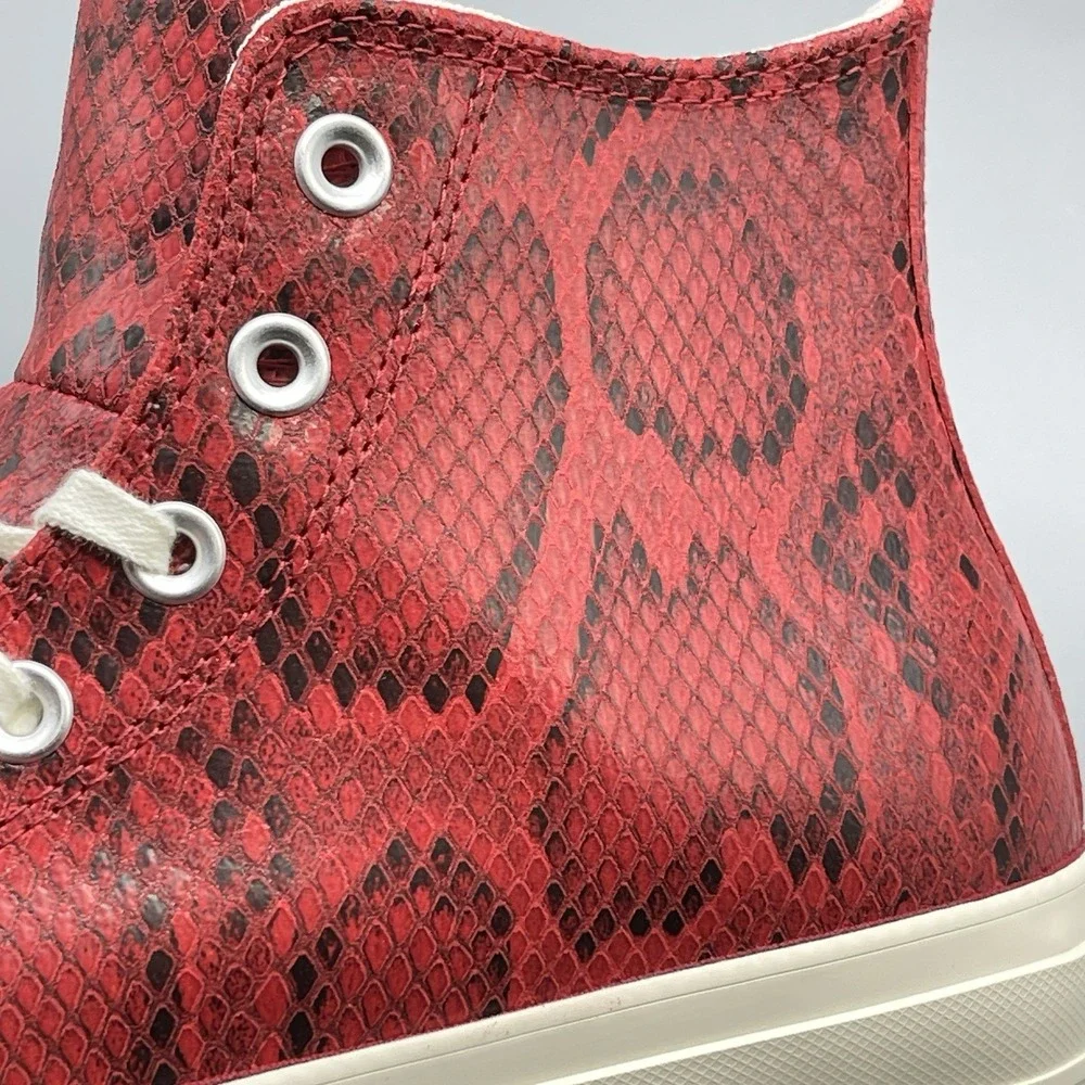 Converse Women's 6.5 Red Sneakers Hi Leather Platform Snakeskin A13392C Festive - Picture 5 of 13